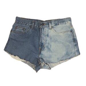 [George] Regular Medium Wash 2 Tone Cut off shorts - Size 29
